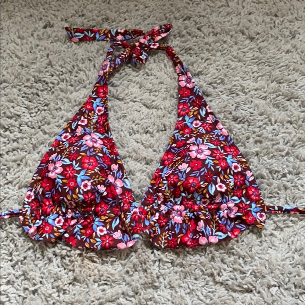 Floral print triangle bathing suit top